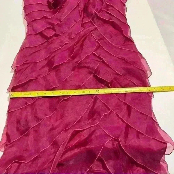 Vintage Tadashi Shoji Collection Womens Ruffle Evening Dress Gown 100% Silk 10 - Picture 8 of 14